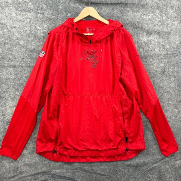 Tampa Bay Buccaneers Jacket Adult L Red 1/4 Zip Pullover Windbreaker Nike Hooded